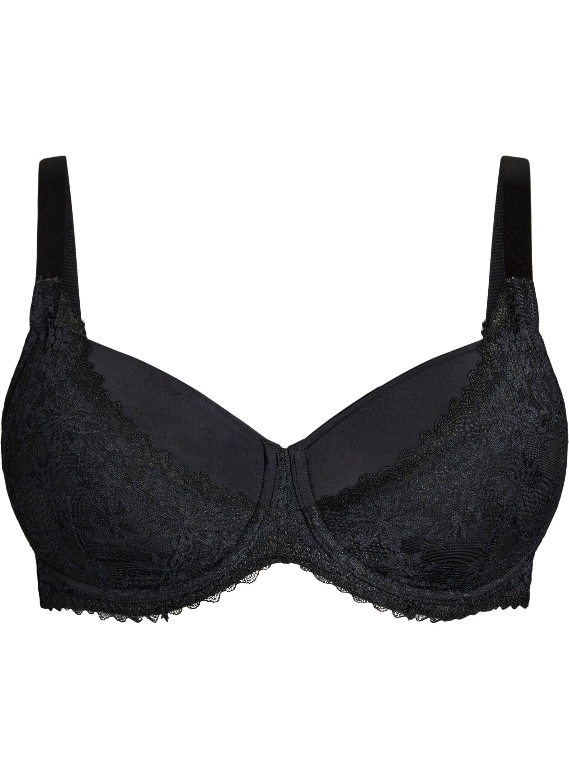 Zizzi Soutien-gorge rembourr&eacute; avec dentelle, Noir, Packshot image number 0