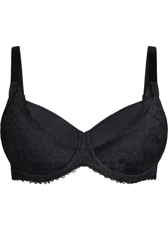 Soutien-gorge rembourr&eacute; avec dentelle, Noir, Packshot image number 0