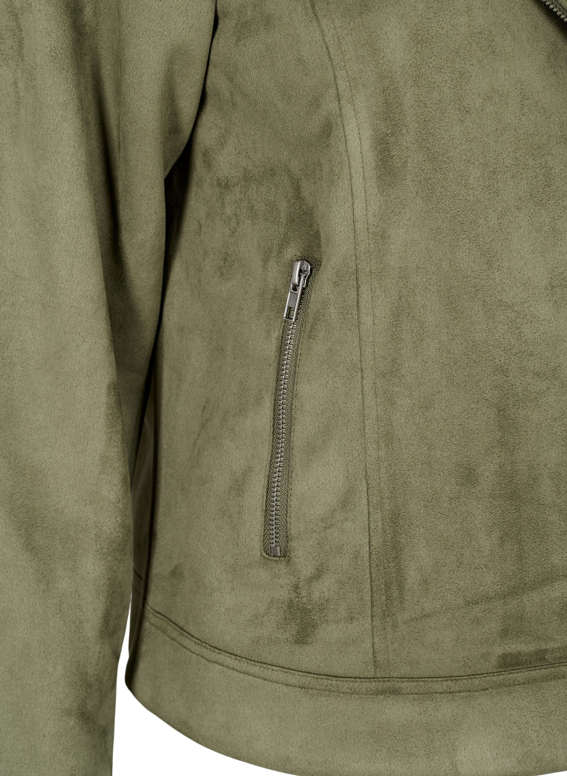 ZizziVeste de motard en faux daim, Dusty Olive, Packshot image number 3