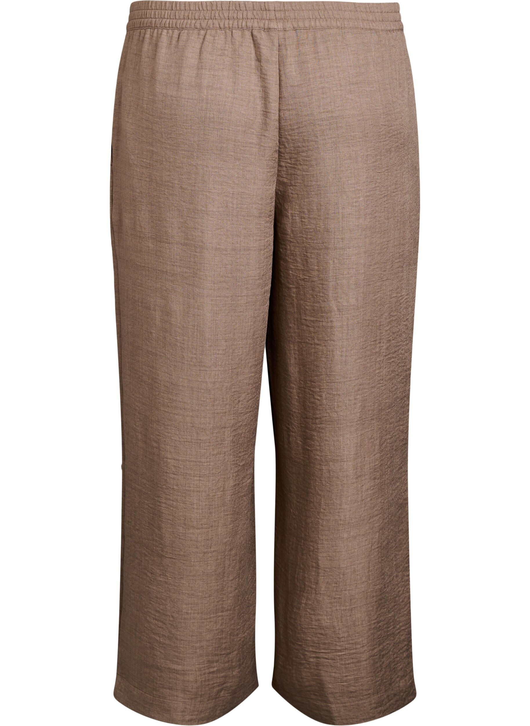 ZizziPantalon ample avec ceinture &eacute;lastique et poches, Marron, Packshot image number 1