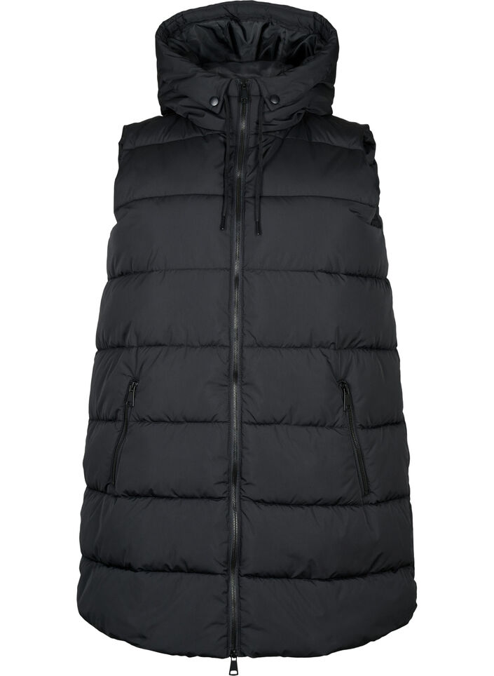 Veste longue avec capuche et poches, Noir, Packshot image number 0