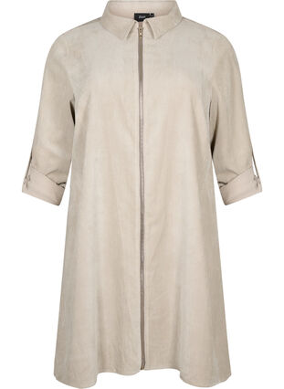 Robe en velours avec fermeture Éclair et manches 3/4, Feather Gray, Packshot image number 0