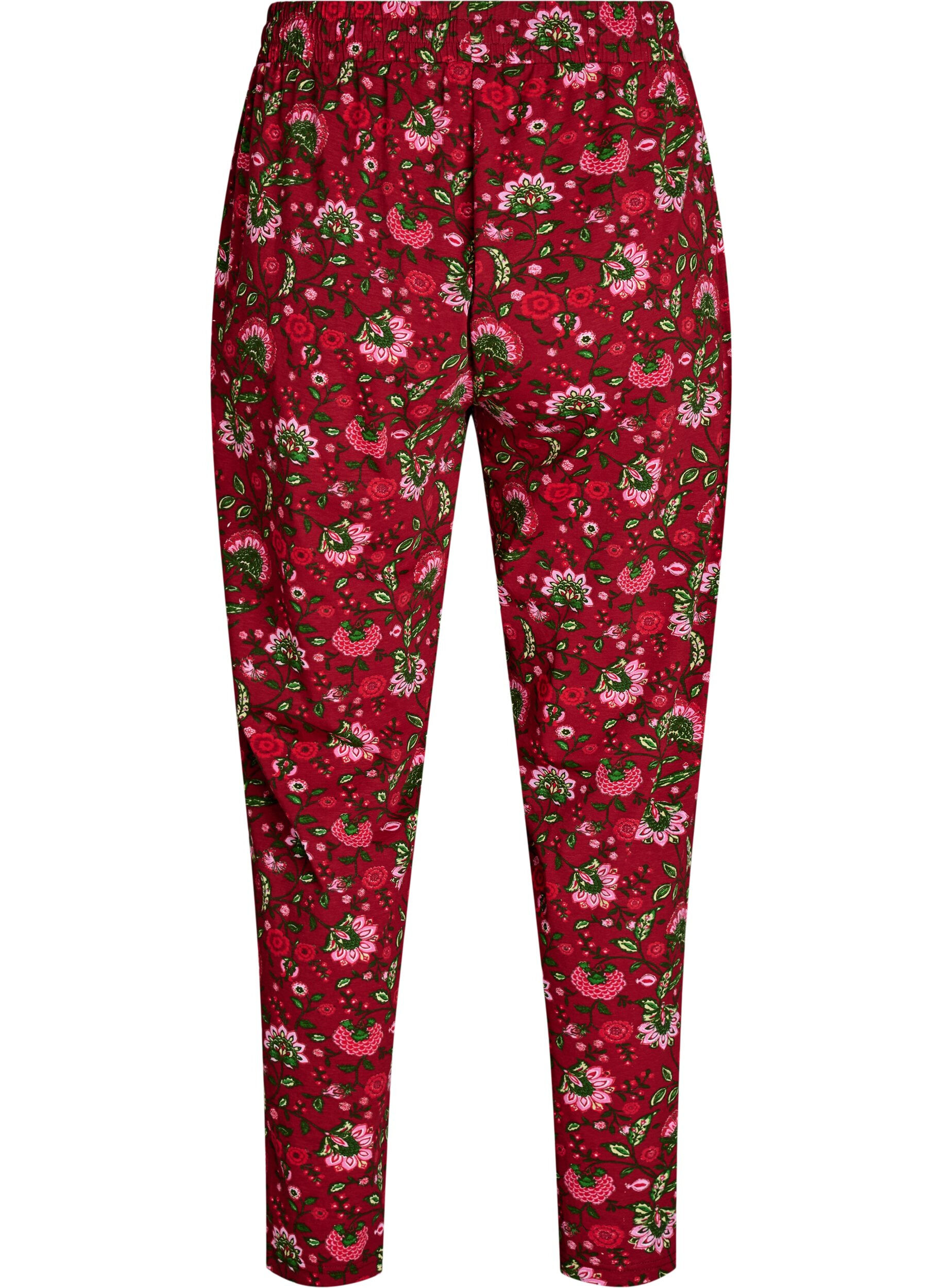 ZizziPantalon de pyjama en coton avec imprim&eacute;, Rouge, Packshot image number 1