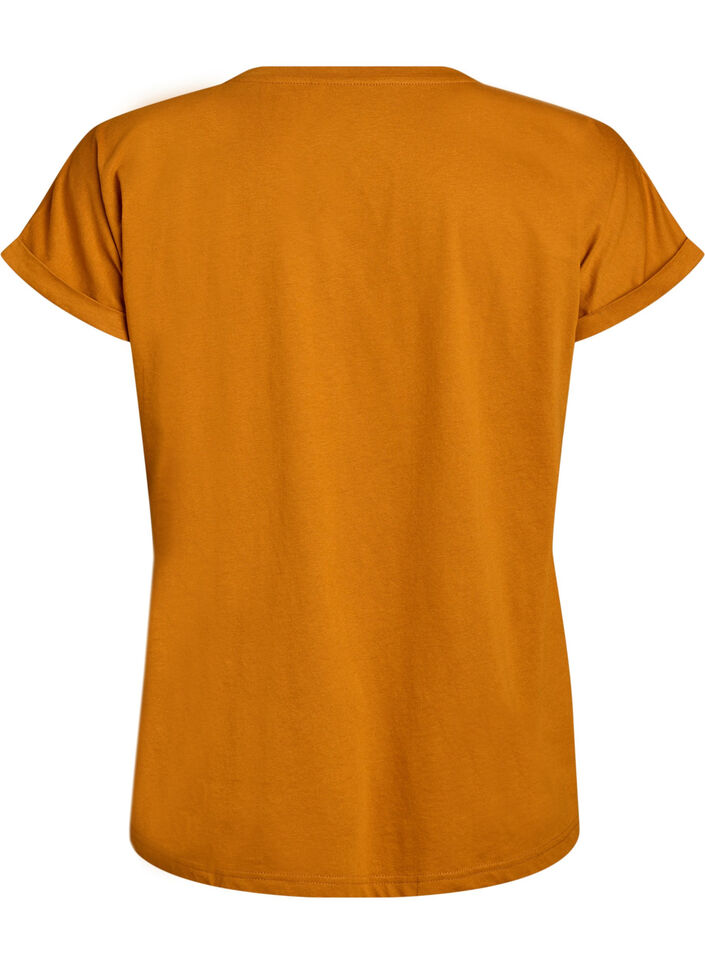 T-shirt &agrave; manches courtes en m&eacute;lange de coton, Orange, Packshot image number 1