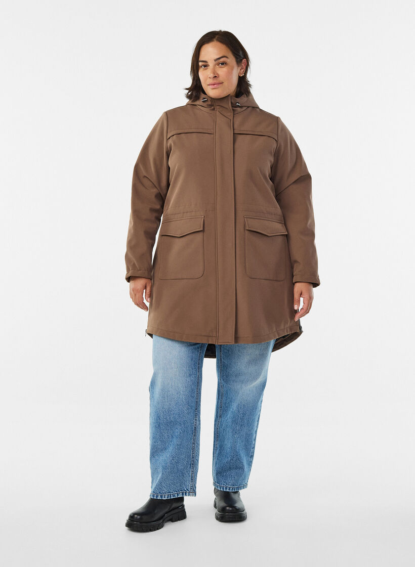 Veste softshell r&eacute;sistante &agrave; l'eau avec doublure matelass&eacute;e, Marron, Model image number 1