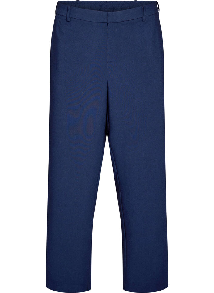 Pantalon de tailleur taille haute et coupe droite, Bleu, Packshot image number 0