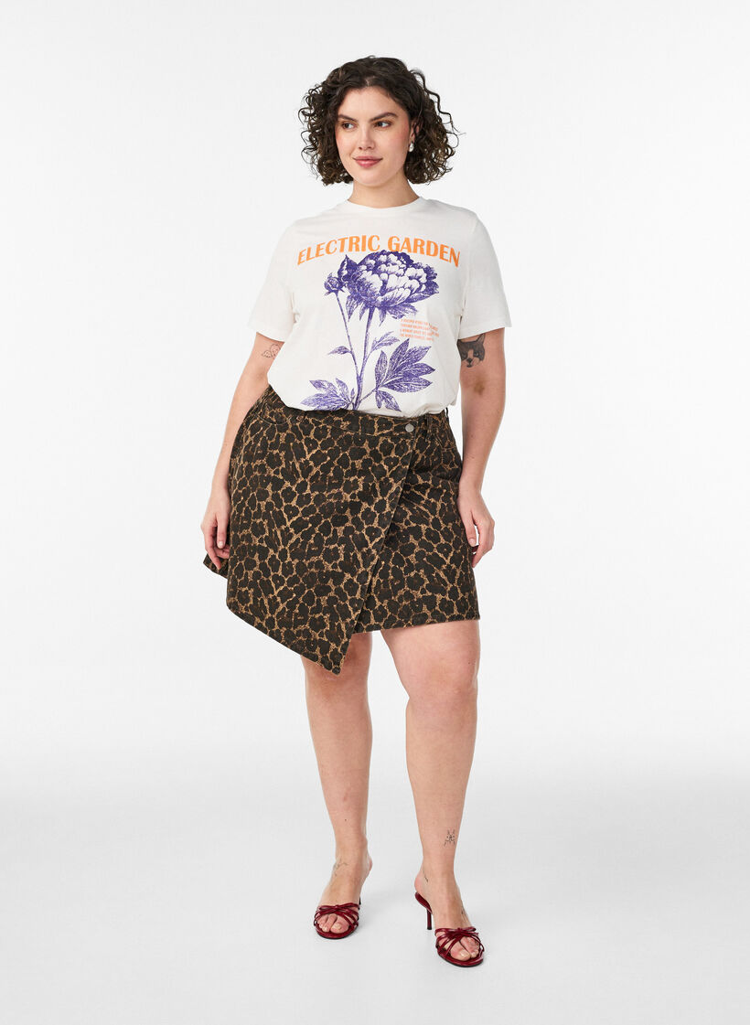 T-shirt en coton avec imprim&eacute;, Blanc, Model image number 1