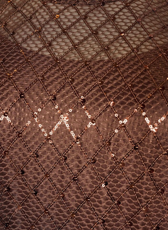 Robe courte en sequins avec motif &agrave; losanges, Marron, Packshot image number 2