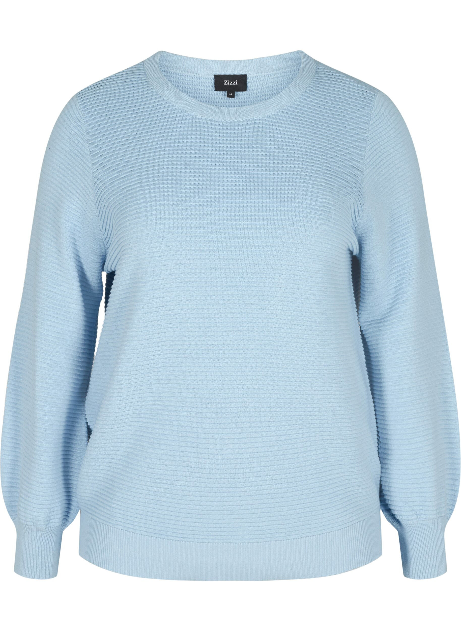 Zizzi Blouse en tricot &agrave; manches longues en coton bio, Chambray Blue, Packshot image number 0