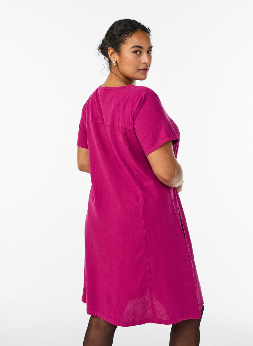 Robe &agrave; manches courtes en coton, Bordeaux, Model image number 2