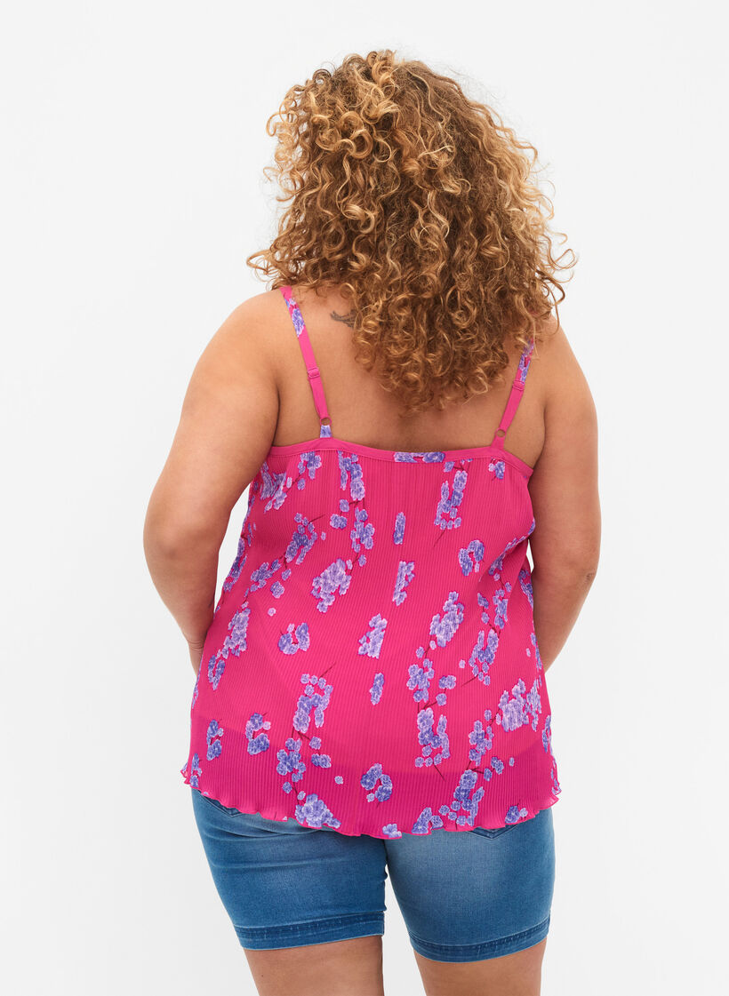 Top plissé sans manches, Beetroot Purple AOP, Model image number 1