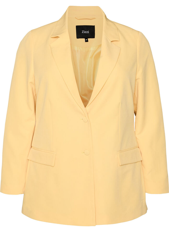 Blazer classique avec fermeture &agrave; boutons, Jaune clair, Packshot image number 0