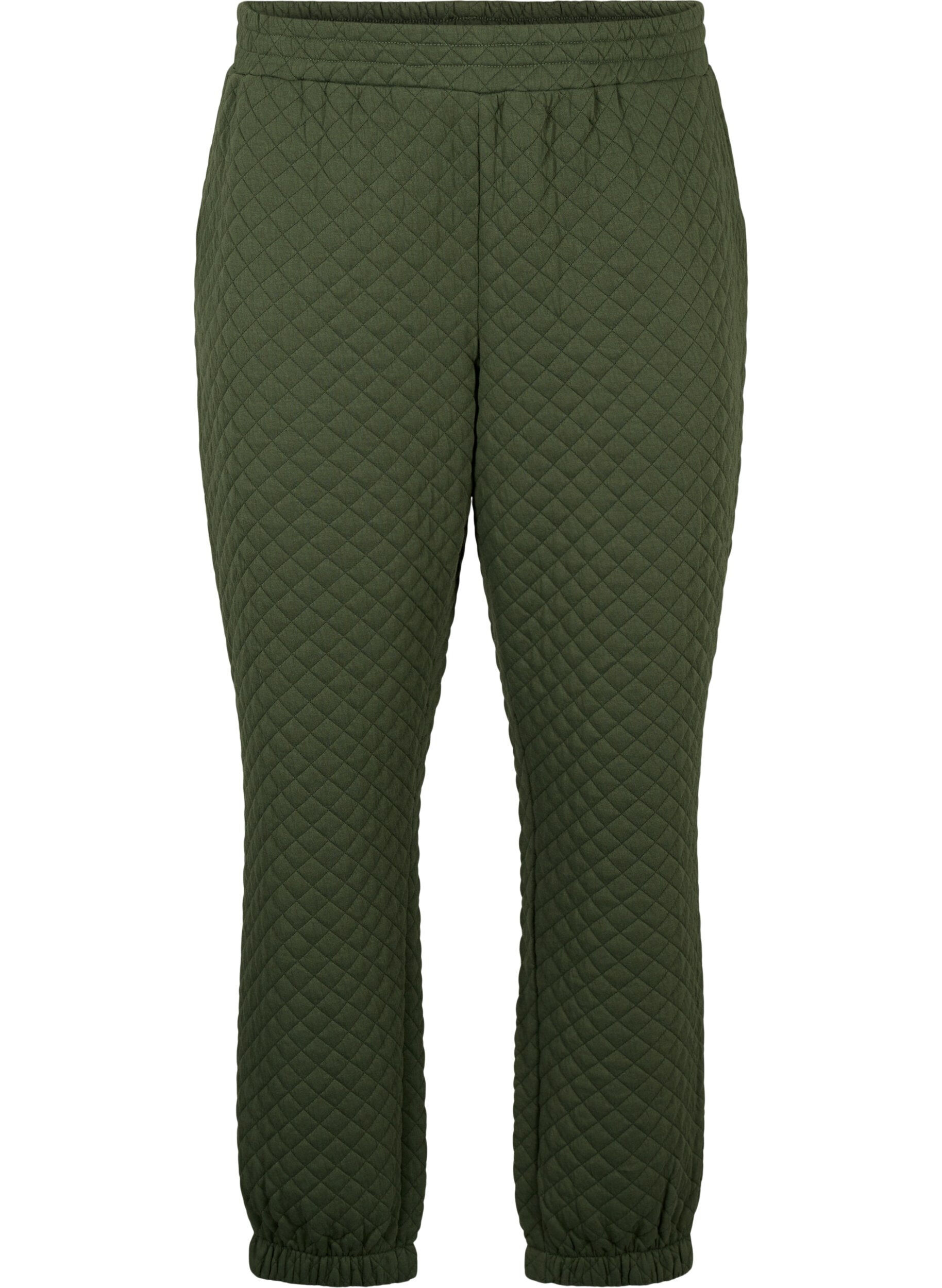 Zizzi Pantalon de surv&ecirc;tement matelass&eacute; avec poches, Thyme, Packshot image number 0