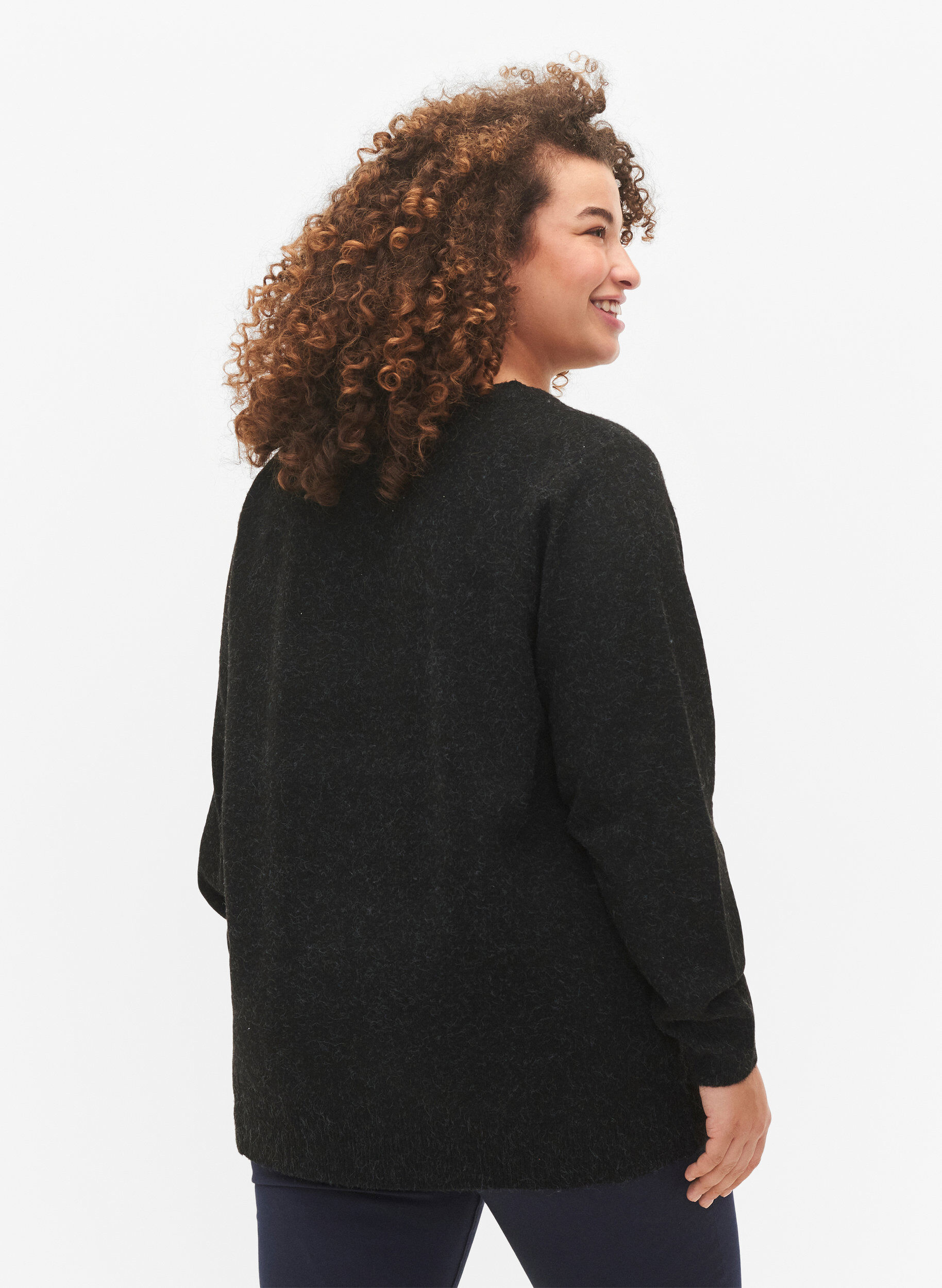 ZizziPull chin&eacute; &agrave; col en V, Dark Grey Melange, Model image number 1