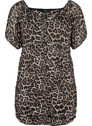 Robe courte en maille avec imprimé léopard, Leo, Packshot image number 0