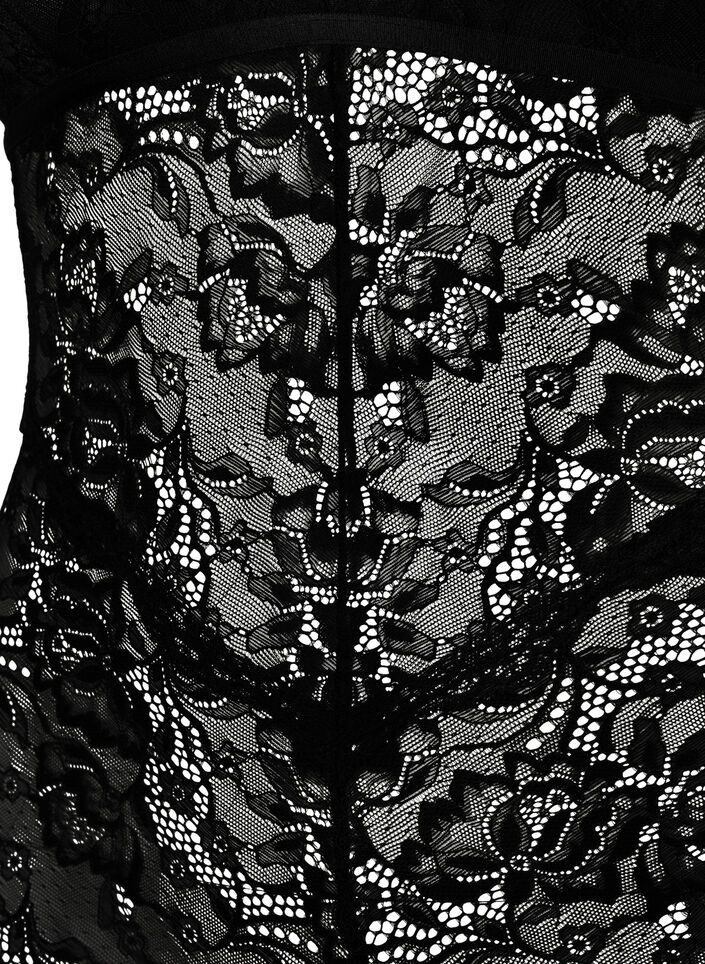 Body en dentelle avec décolleté en V, Black, Packshot image number 2