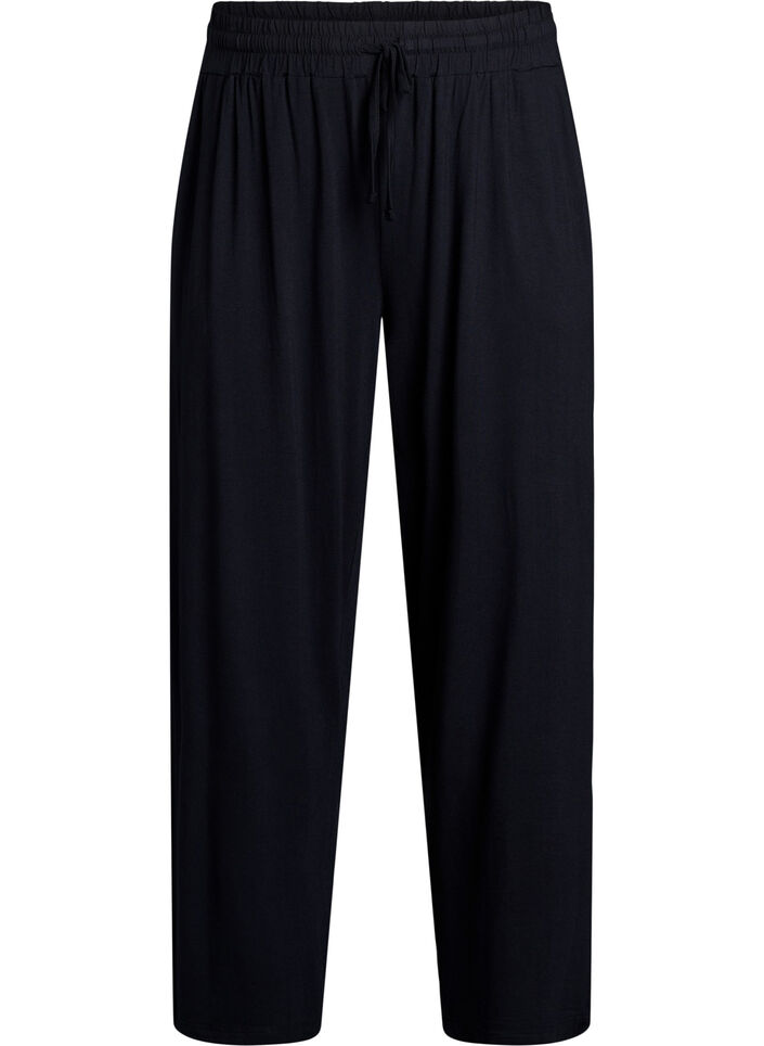 Pantalon de nuit ample en jersey de viscose avec poches, Noir, Packshot image number 0