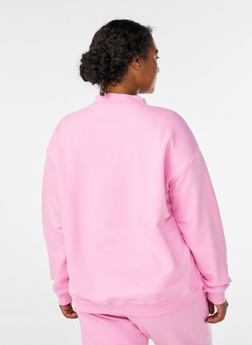 Sweatshirt à col montant et manches longues, Rose, Model image number 2