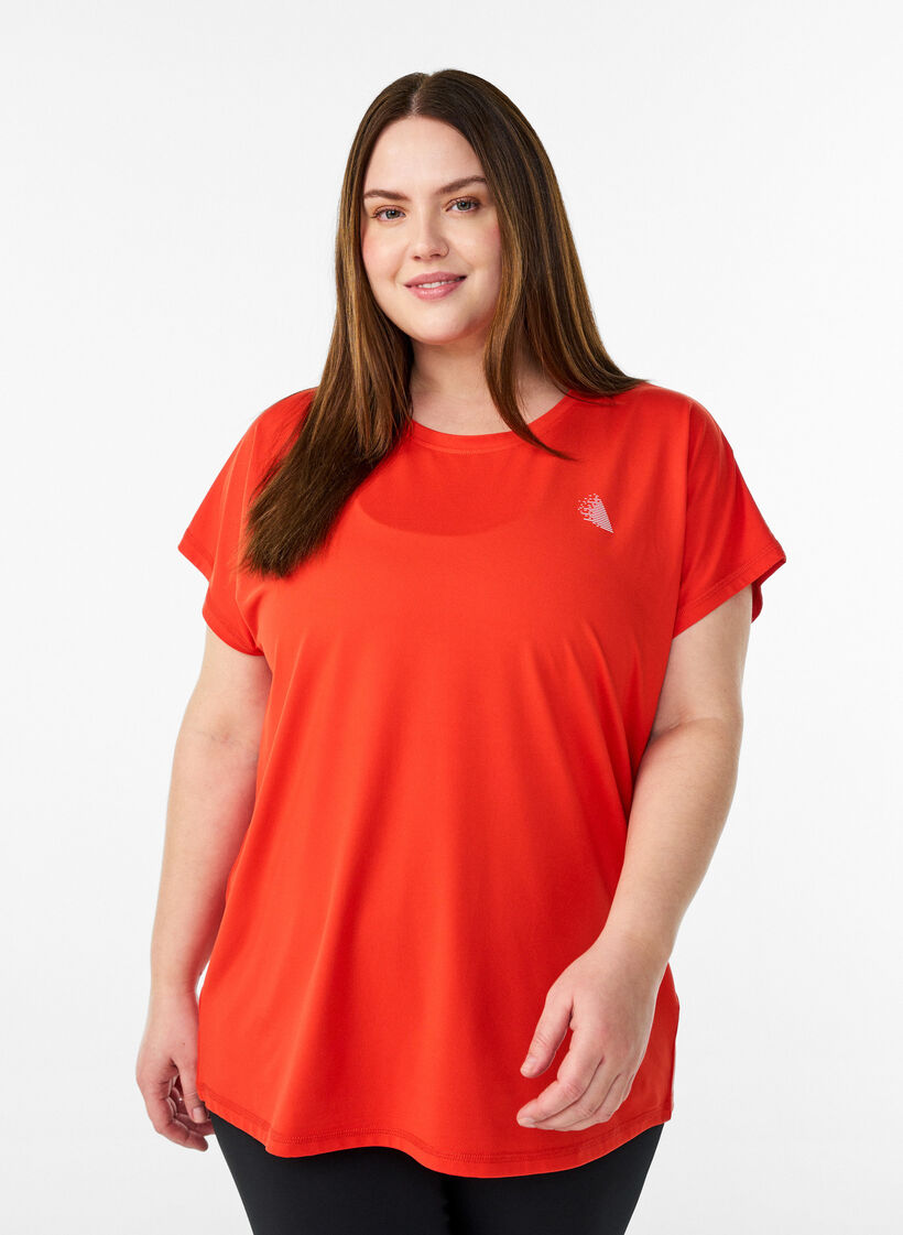 T-shirt de sport couleur unie, Orange, Model image number 0