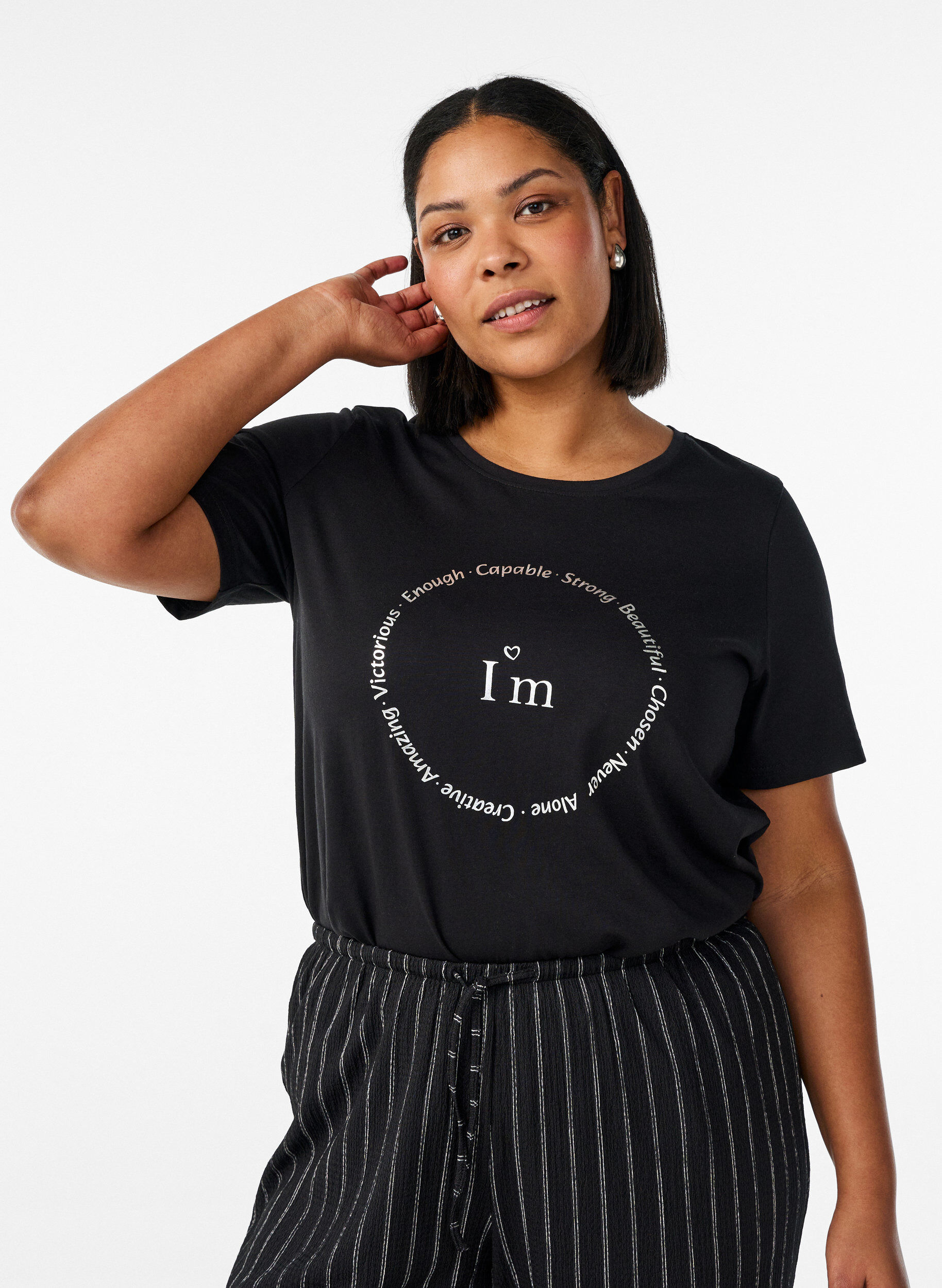 T-shirt imprim&eacute;, Noir, Model