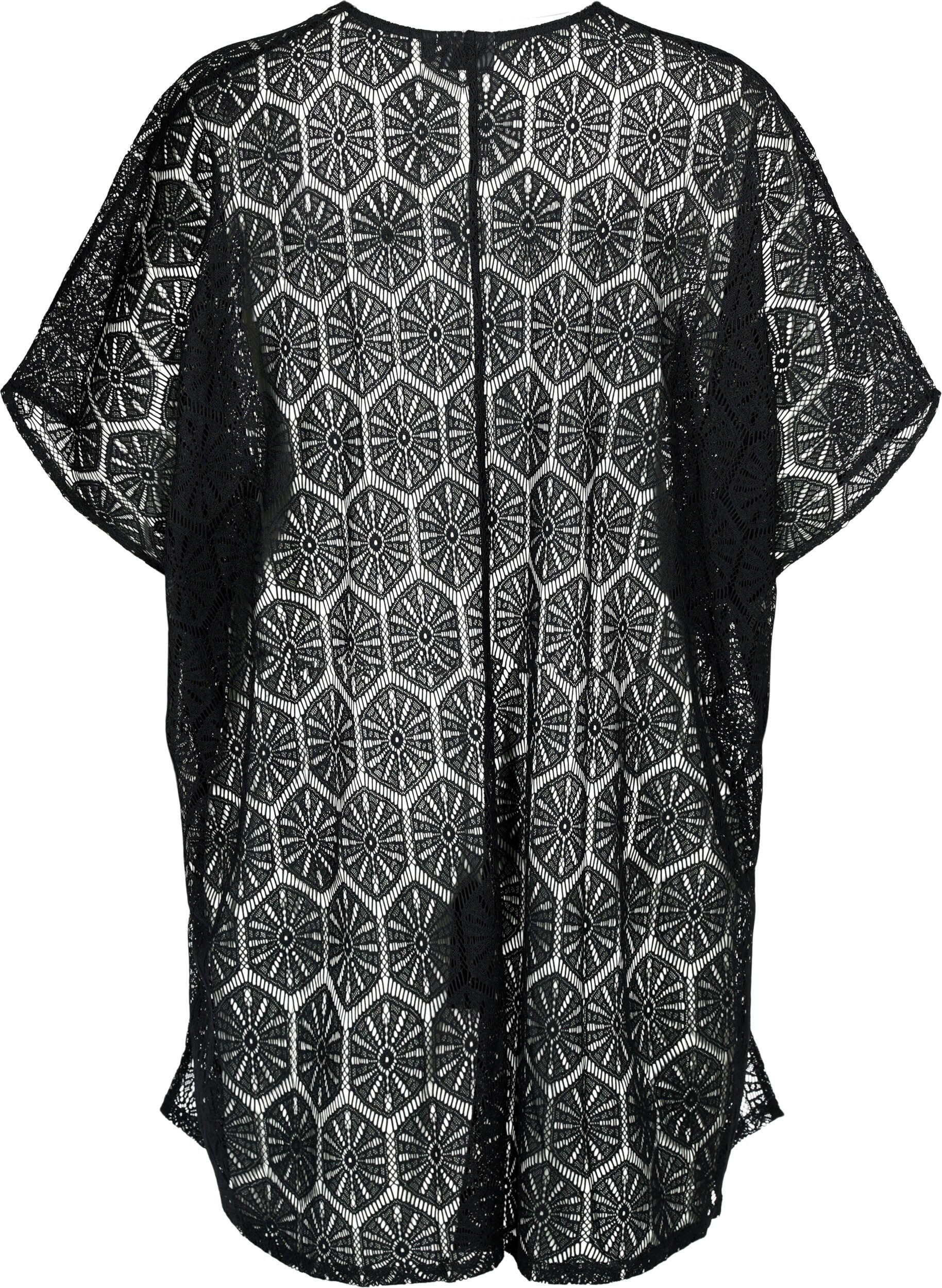 Zizzi Robe de plage caftan avec motif &agrave; trous, Black, Packshot image number 1