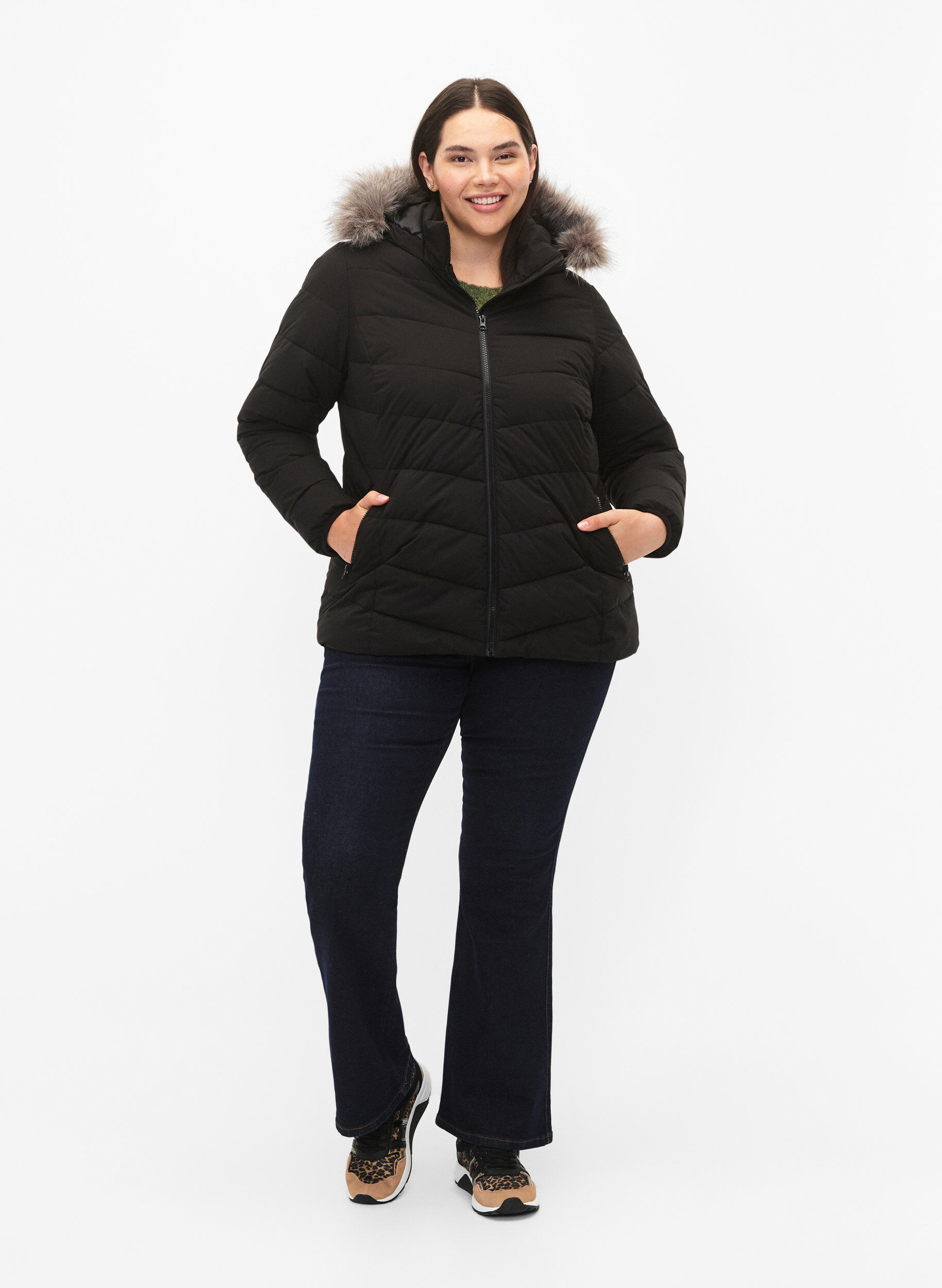 ZizziVeste courte &agrave; capuche, Noir, Model image number 1