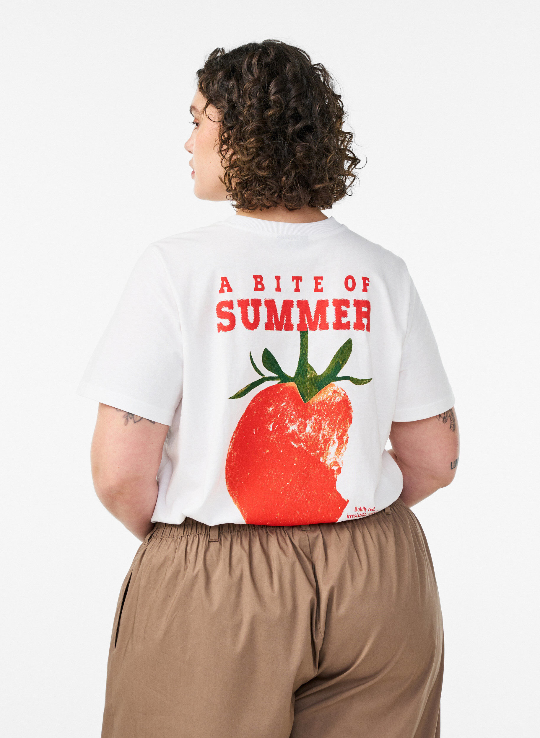 T-shirt en coton avec imprim&eacute;, Blanc, Model