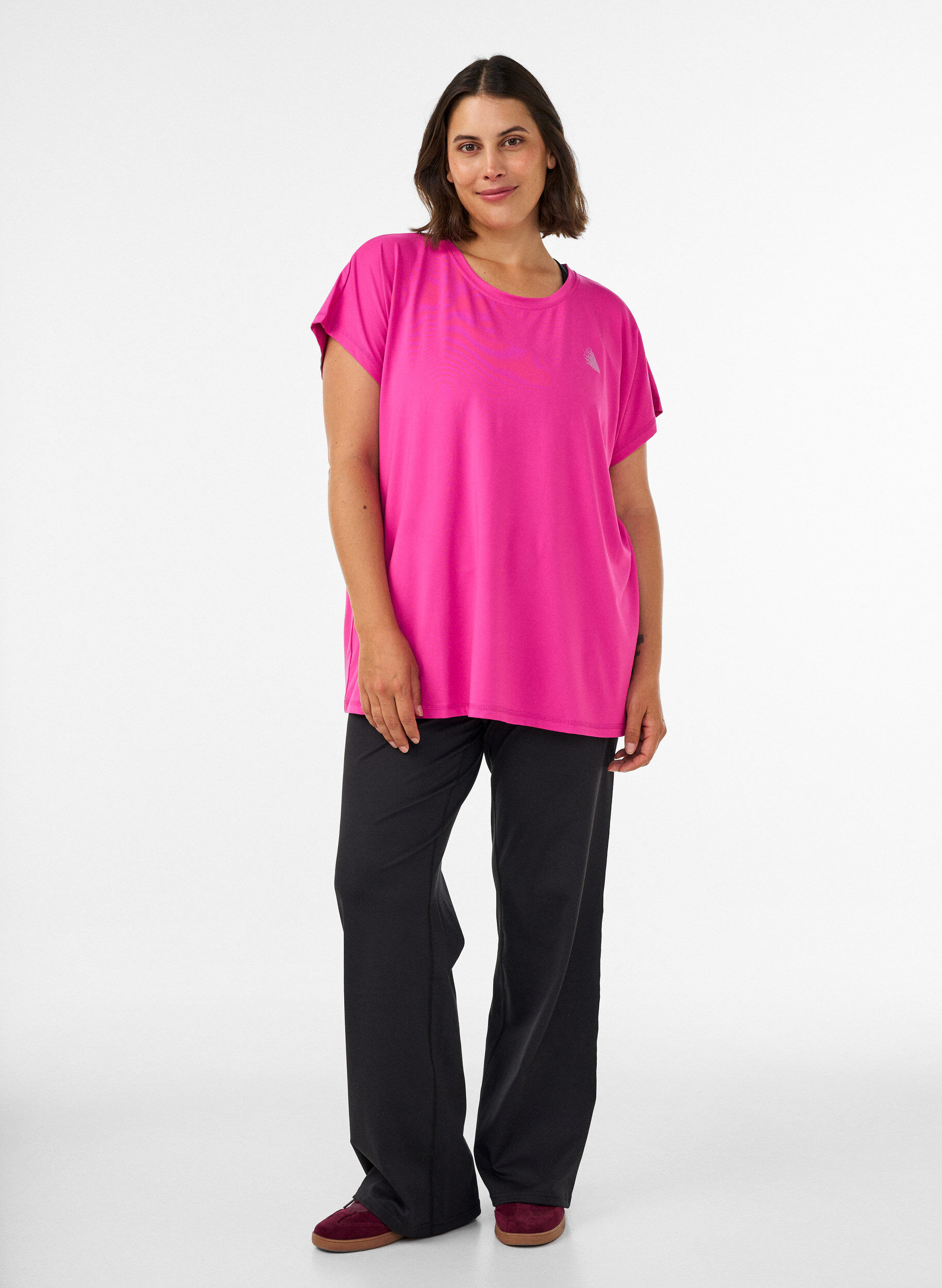 ZizziT-shirt de sport couleur unie, Rose, Model image number 1