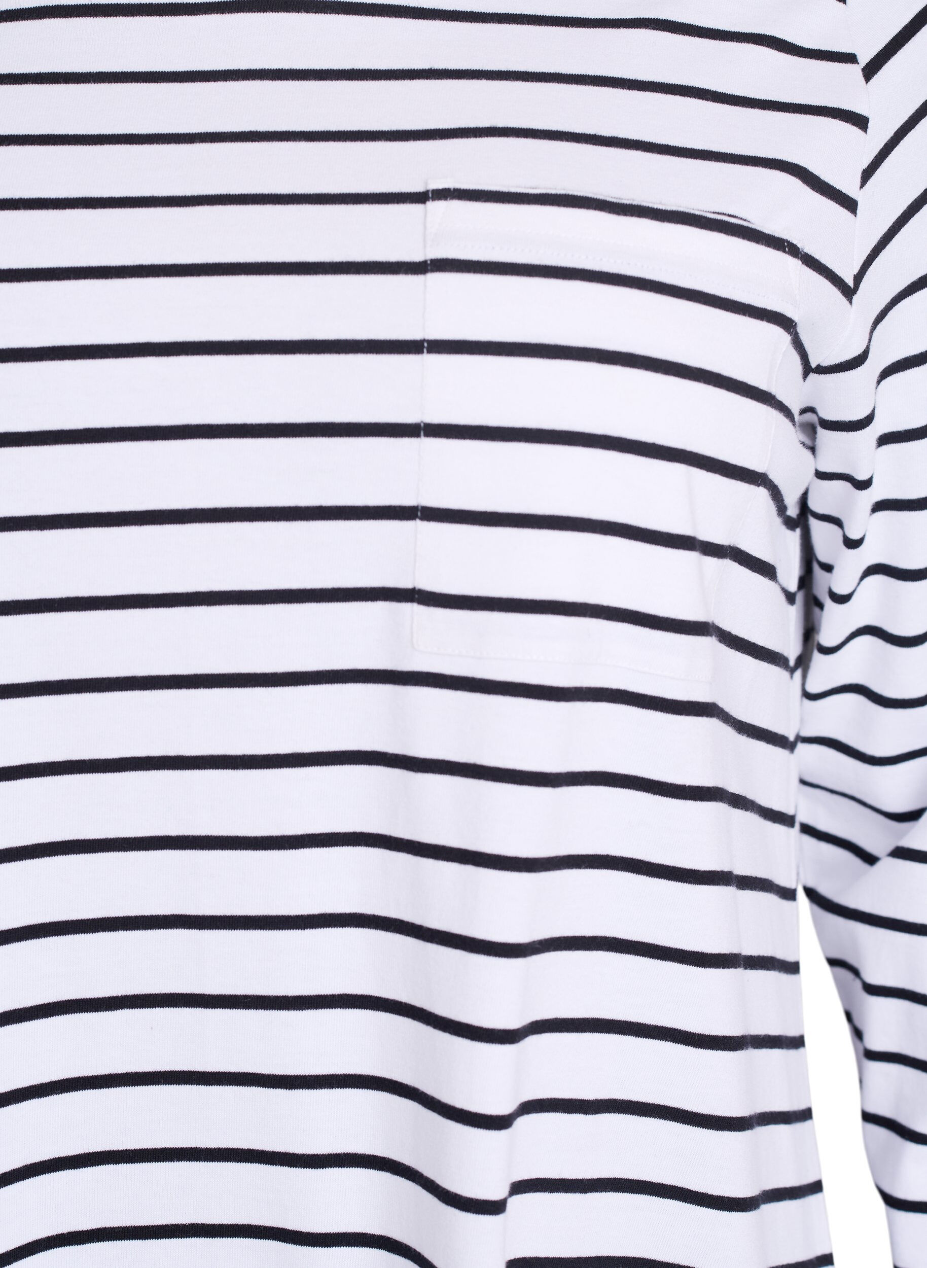 Zizzi Chemise de nuit &agrave; rayures en coton bio, Blanc, Packshot image number 2