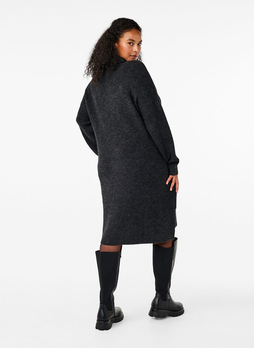 Robe en tricot et &agrave; col roul&eacute;, Gris anthracite, Model image number 2
