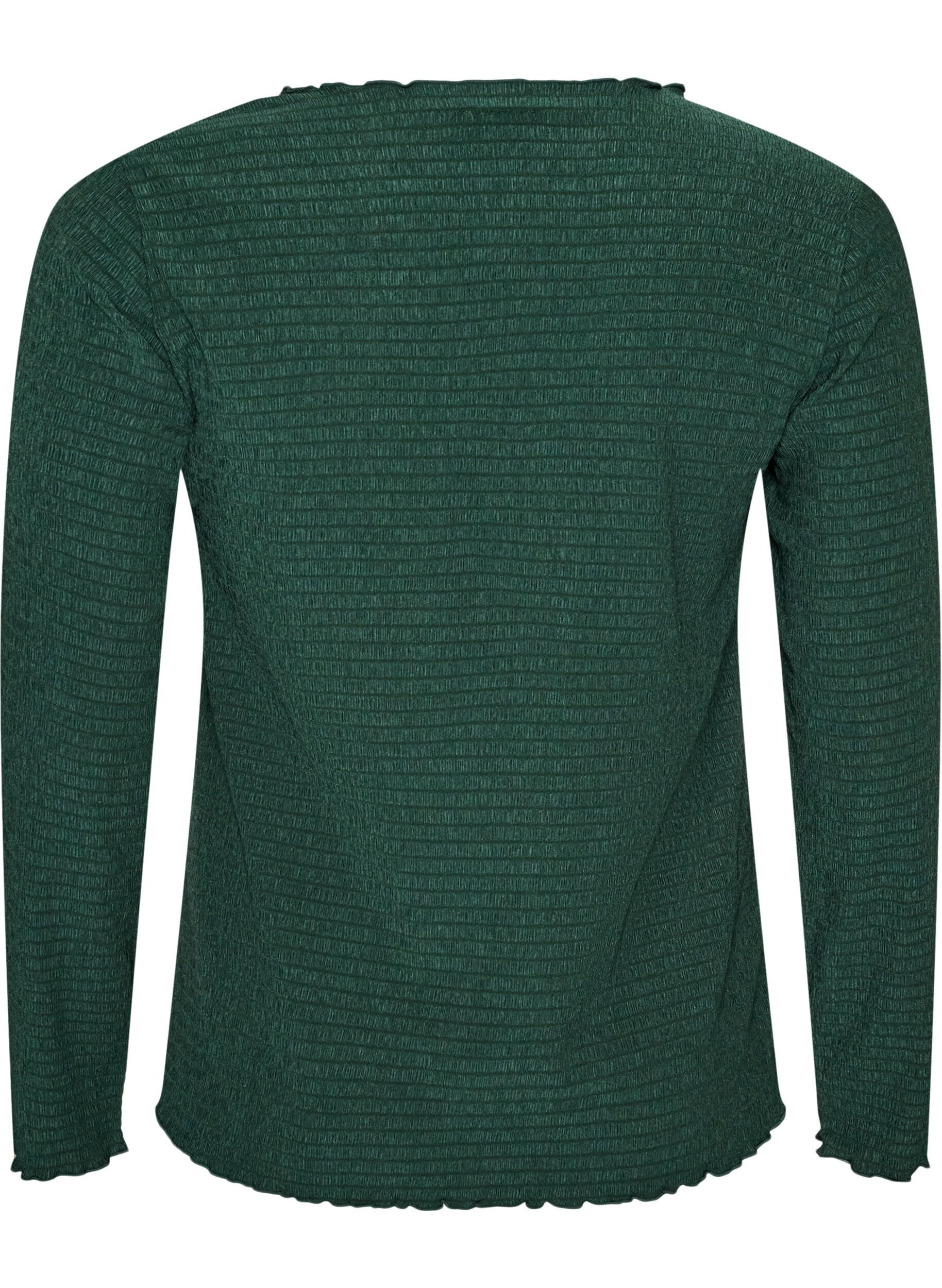 ZizziBlouse textur&eacute;e avec bords ondul&eacute;s, Vert fonc&eacute;, Packshot image number 1
