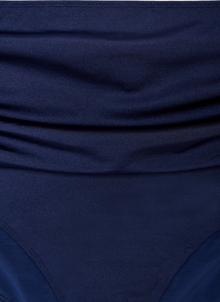 Culotte de bikini drap&eacute;e taille haute, Bleu, Packshot image number 2