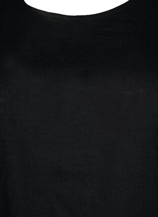 Blouse à manches courtes en coton mélangé avec du lin, Black, Packshot image number 2