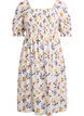 Robe midi en viscose &agrave; fleurs avec smock, Blanc, Packshot image number 0