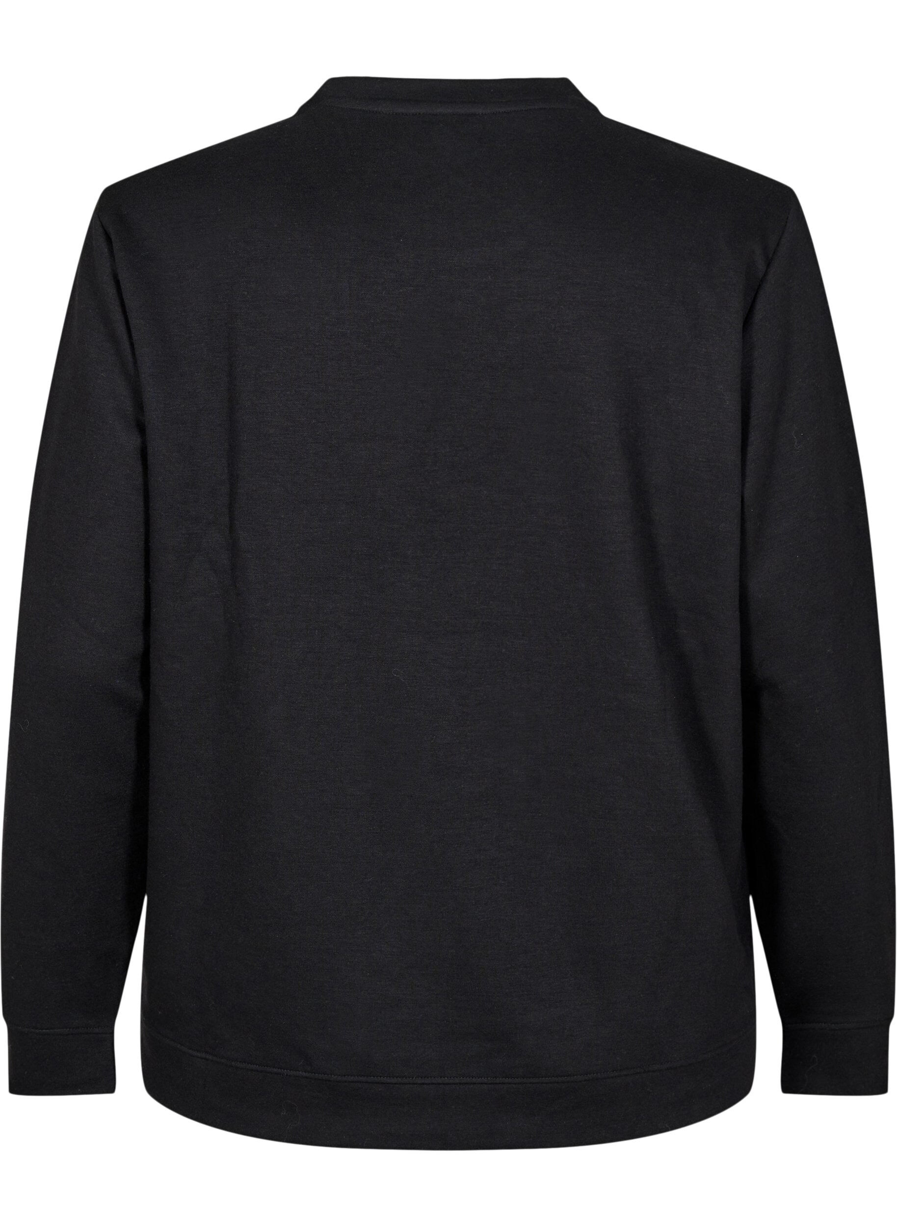 ZizziSweat-shirt &agrave; col ras du cou, Noir, Packshot image number 1