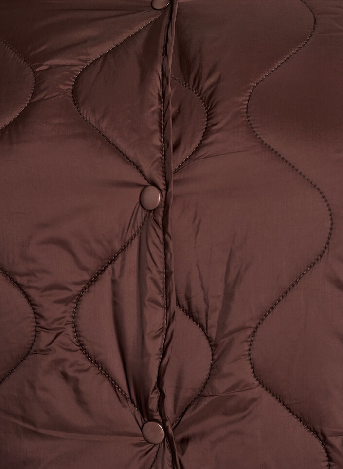 Veste matelass&eacute;e avec boutons-pression et col rond, Marron, Packshot image number 2