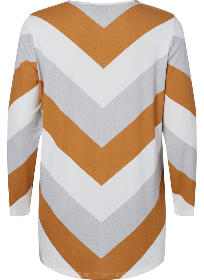  Blouse à motifs avec manches longues, Beige Zig Zag, Packshot image number 1