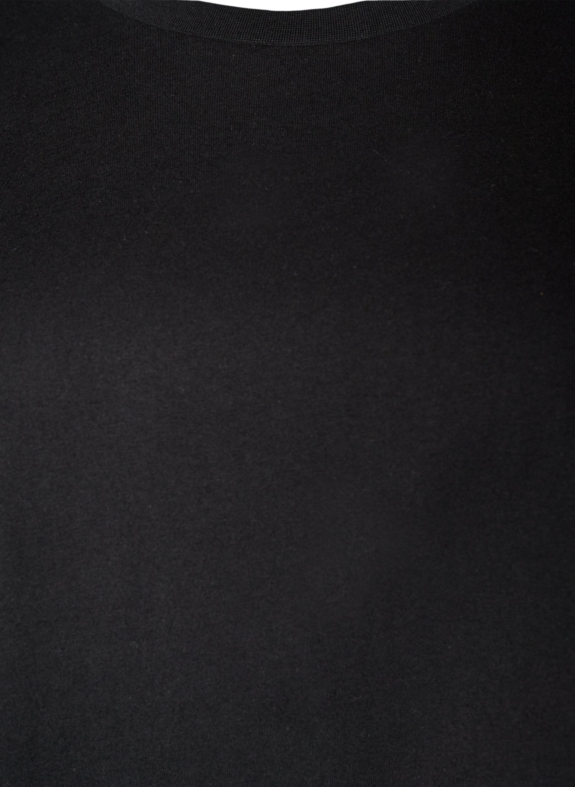 ZizziT-shirt en coton bio avec manches &agrave; volants, Noir, Packshot image number 2