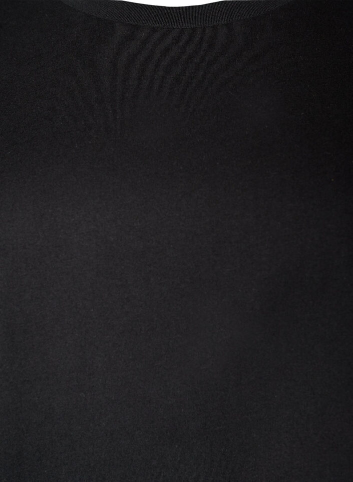 T-shirt en coton bio avec manches &agrave; volants, Noir, Packshot image number 2