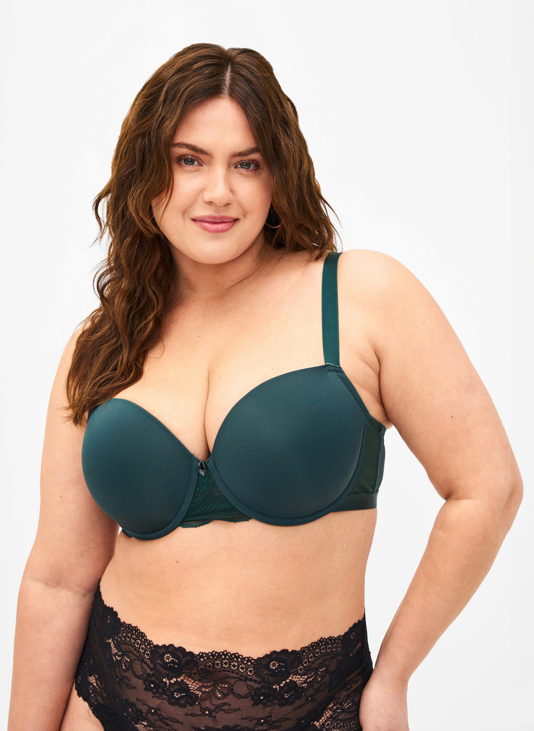 Zizzi Soutien-gorge moul&eacute; avec r&eacute;sille, Vert fonc&eacute;, Model image number 0