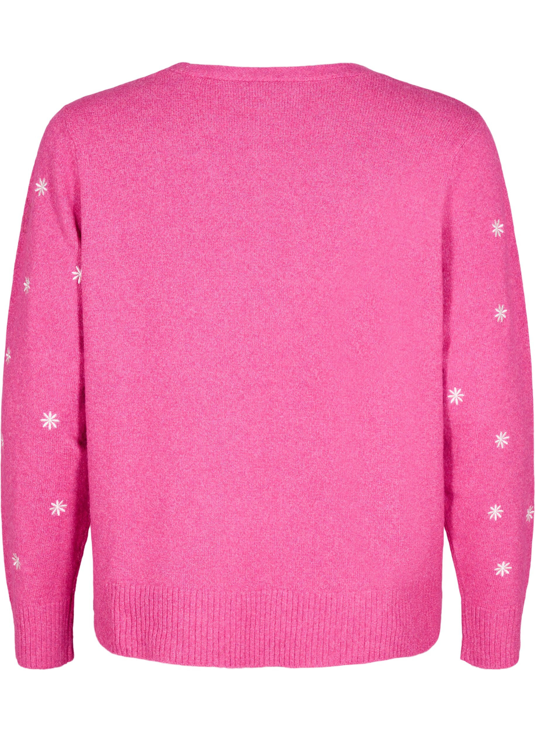 Zizzi Cardigan en tricot, brod&eacute;, &agrave; nouer avec des attaches, Raspberry Rose Comb, Packshot image number 1