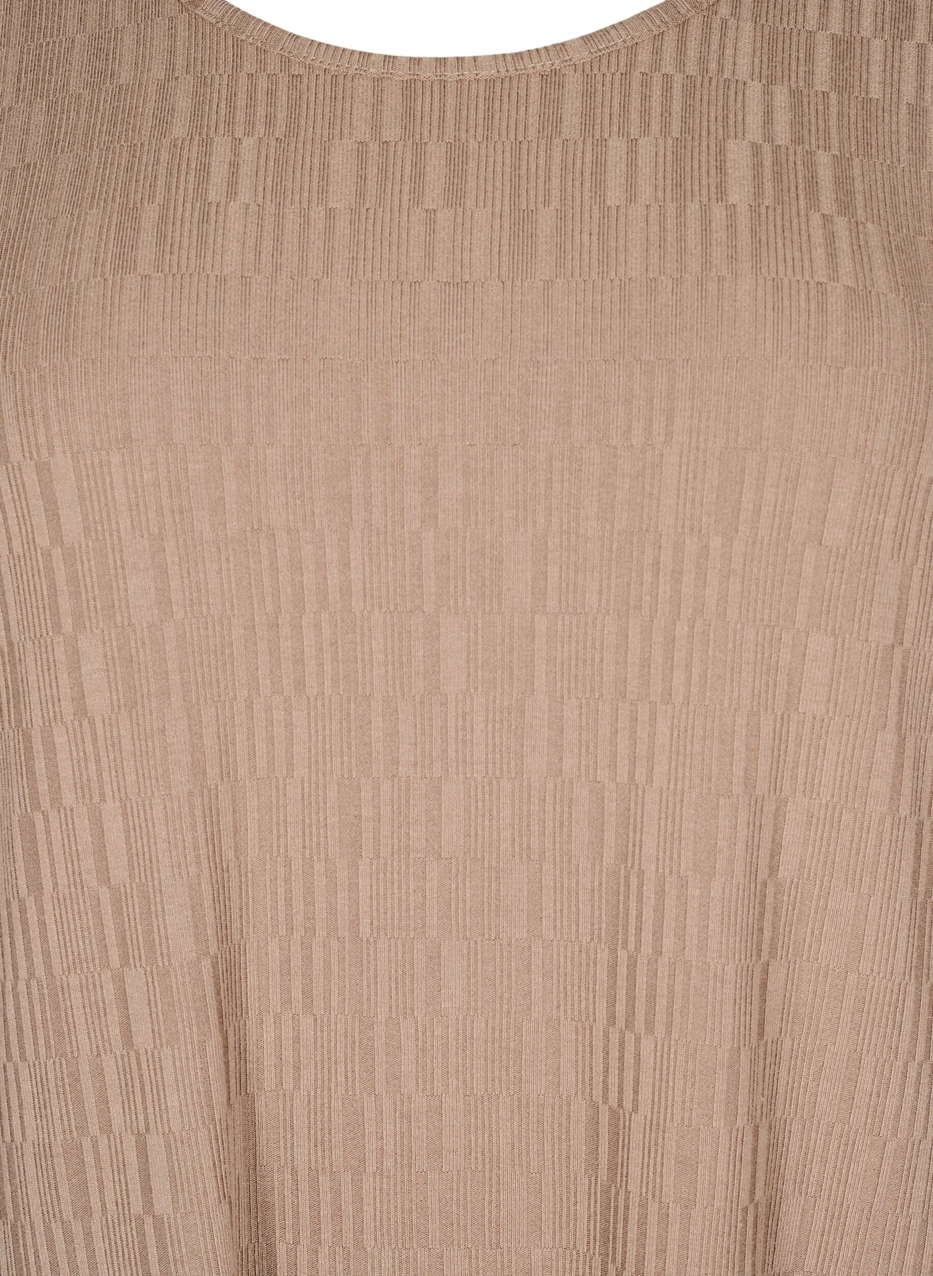 Zizzi Robe avec texture et manches 3/4, Marron, Packshot image number 2