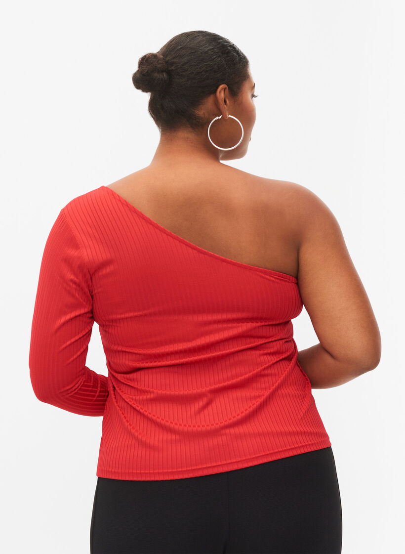 Blouse à une épaule, Tango Red, Model image number 1