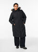 Long manteau d'hiver &agrave; fermeture &agrave; attaches et col en fausse fourrure, Noir, Model image number 0