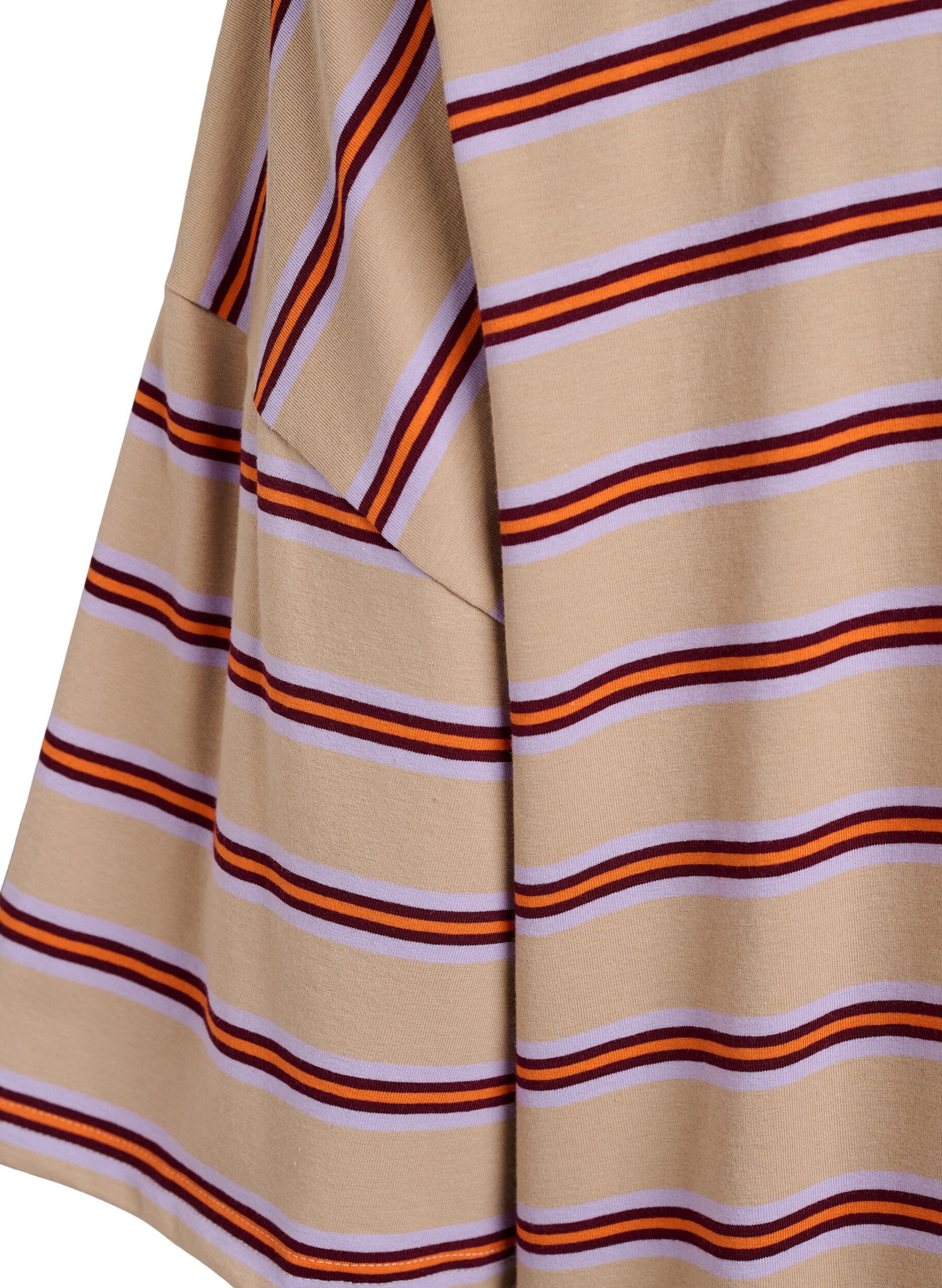 ZizziT-shirt oversize &agrave; rayures et manches 1/2, Beige, Packshot image number 3