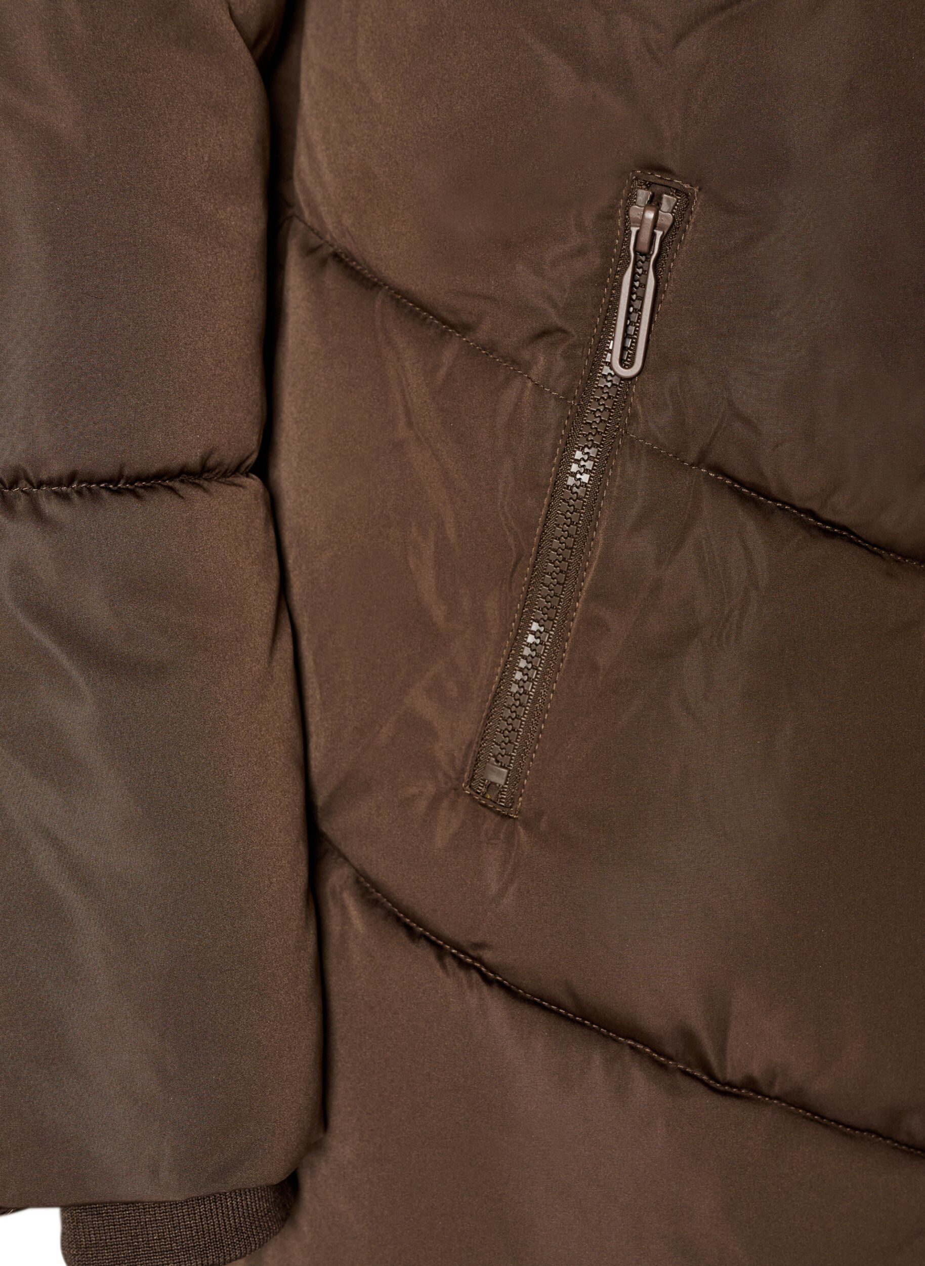 ZizziDoudoune longue avec capuche et poches, Marron, Packshot image number 3
