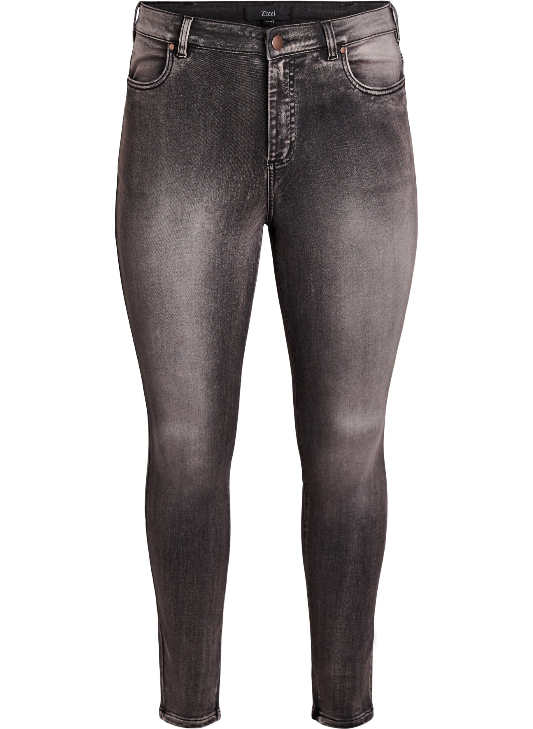 Zizzi Jean Amy super slim &agrave; taille haute, Gris anthracite, Packshot image number 0