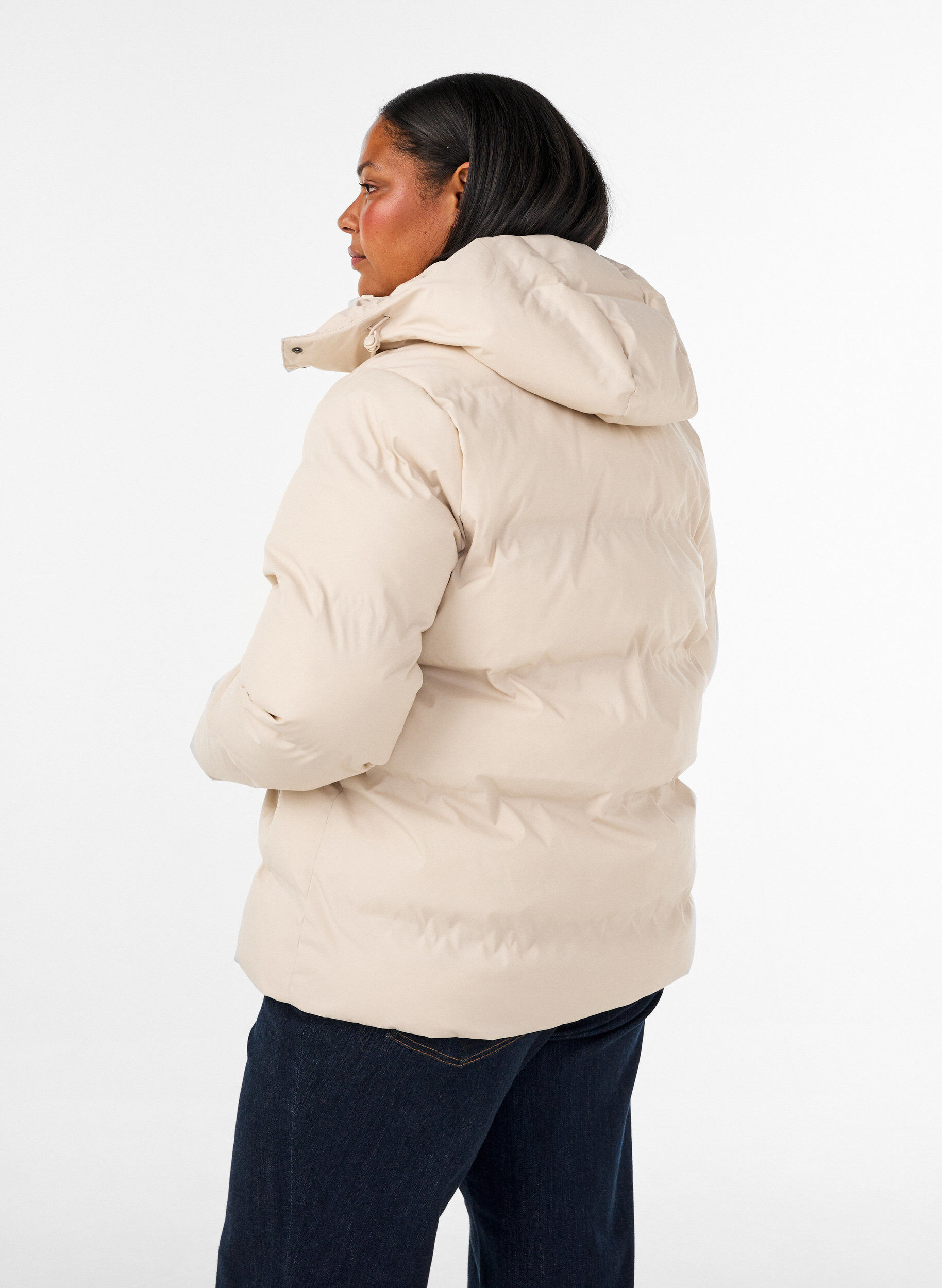 ZizziDoudoune courte avec capuche amovible, Vanille, Model image number 2