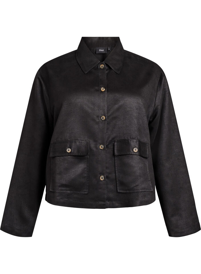 Veste courte en suédine avec poches, Noir, Packshot image number 0