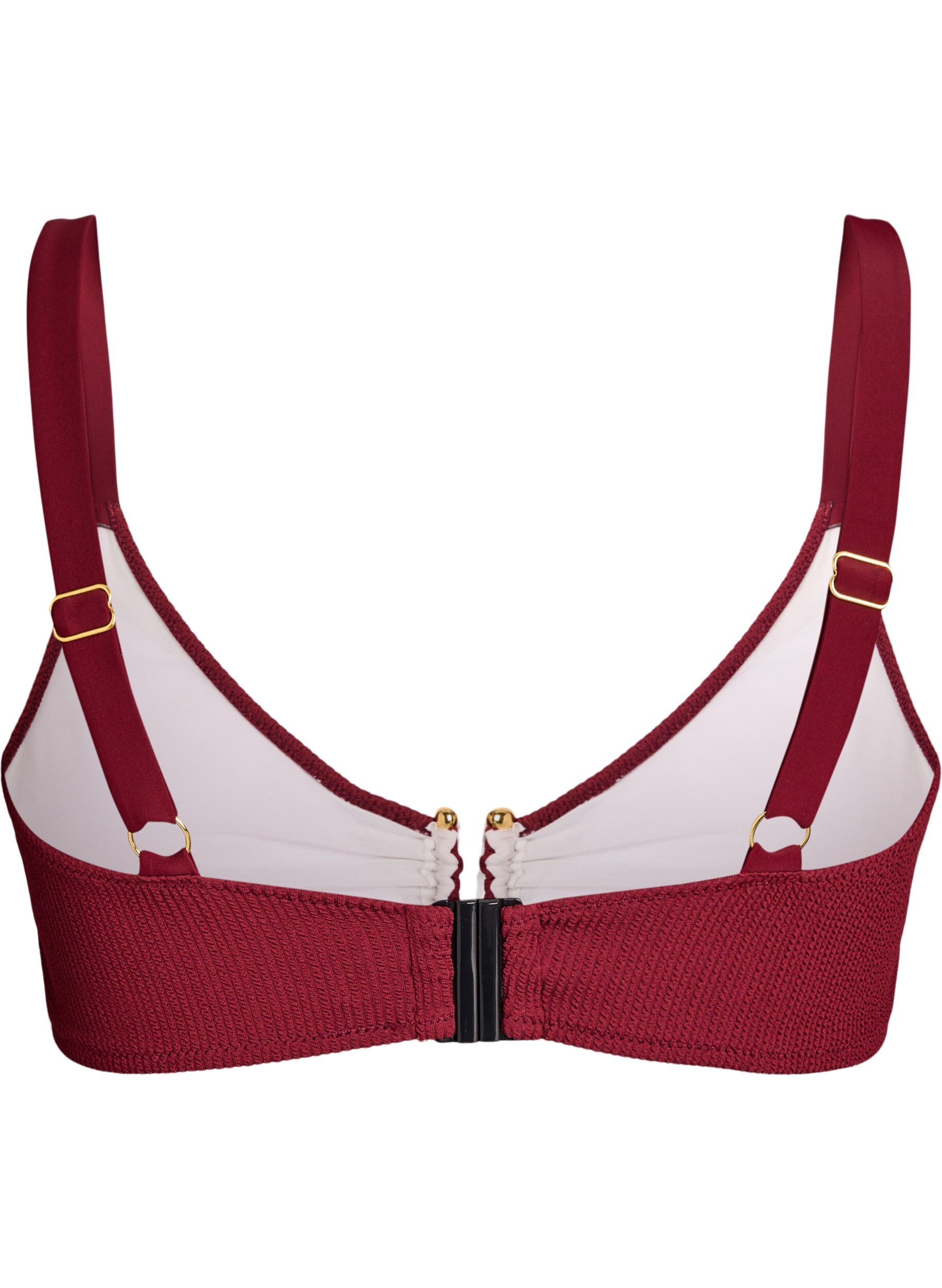 ZizziHaut de bikini textur&eacute; avec d&eacute;tail dor&eacute;, Bordeaux, Packshot image number 1